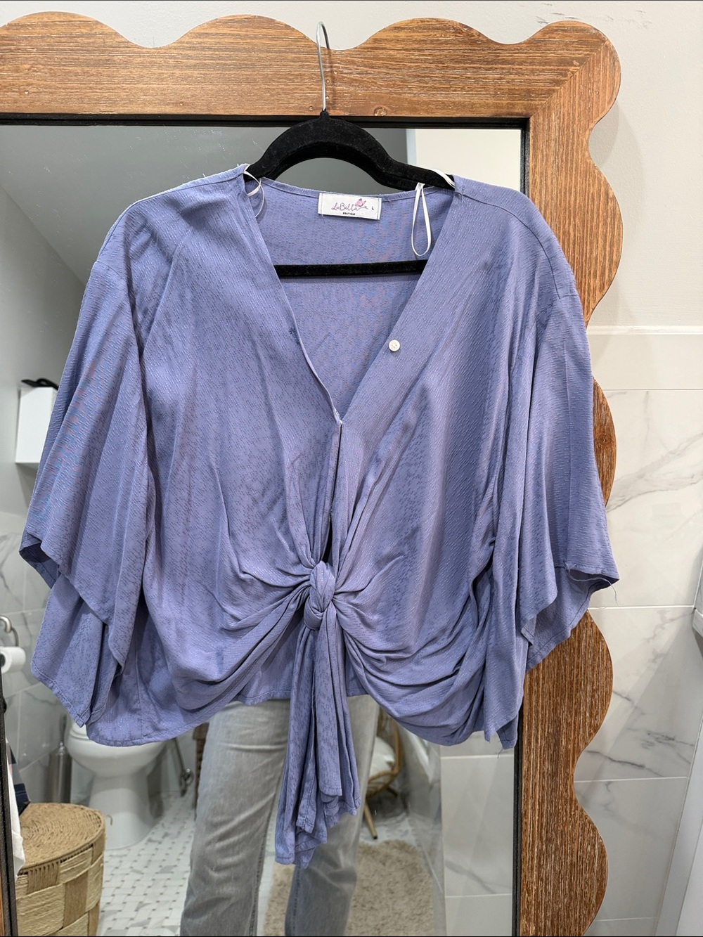 Bardot Dusty Lavender Tie-Front Knot Blouse